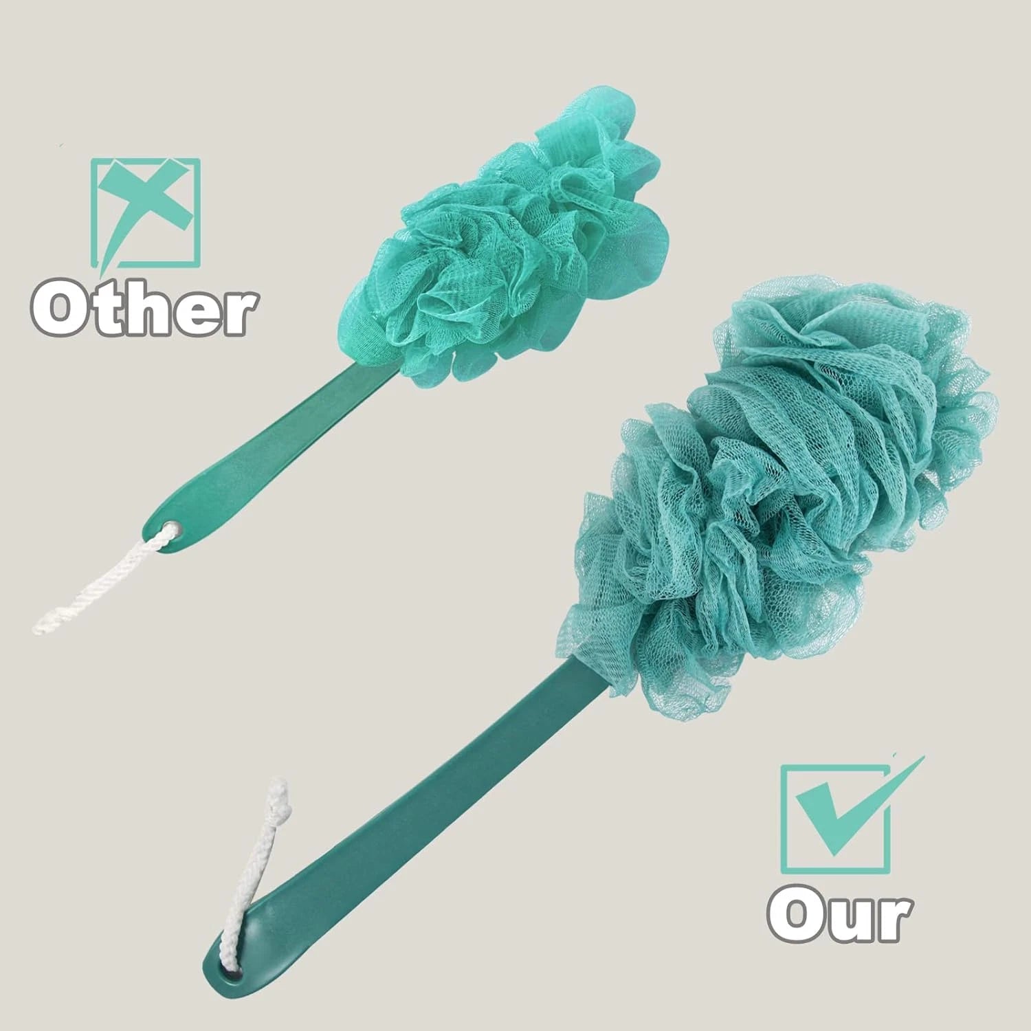 Back Scrubber for Shower, Loofah on a Stick as Shower Brush Exfoliating Bo