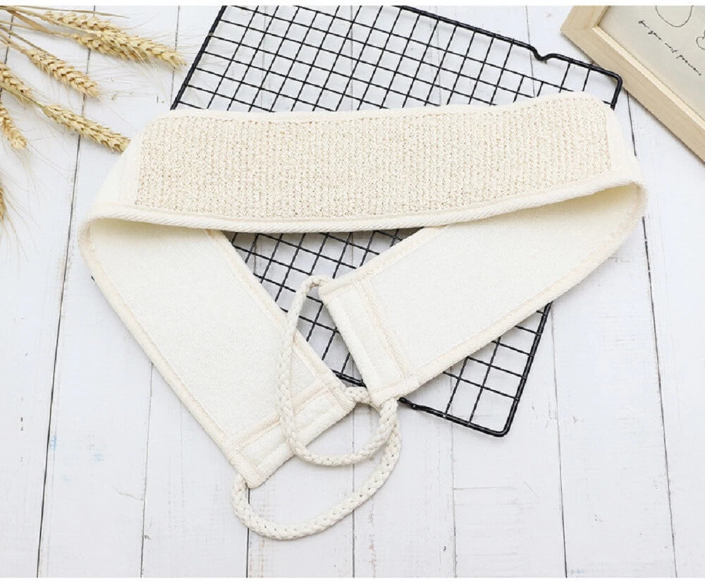 Back Scrubber Real Loofah Shower Exfoliating Belt Body Brush Bath Massage UK New