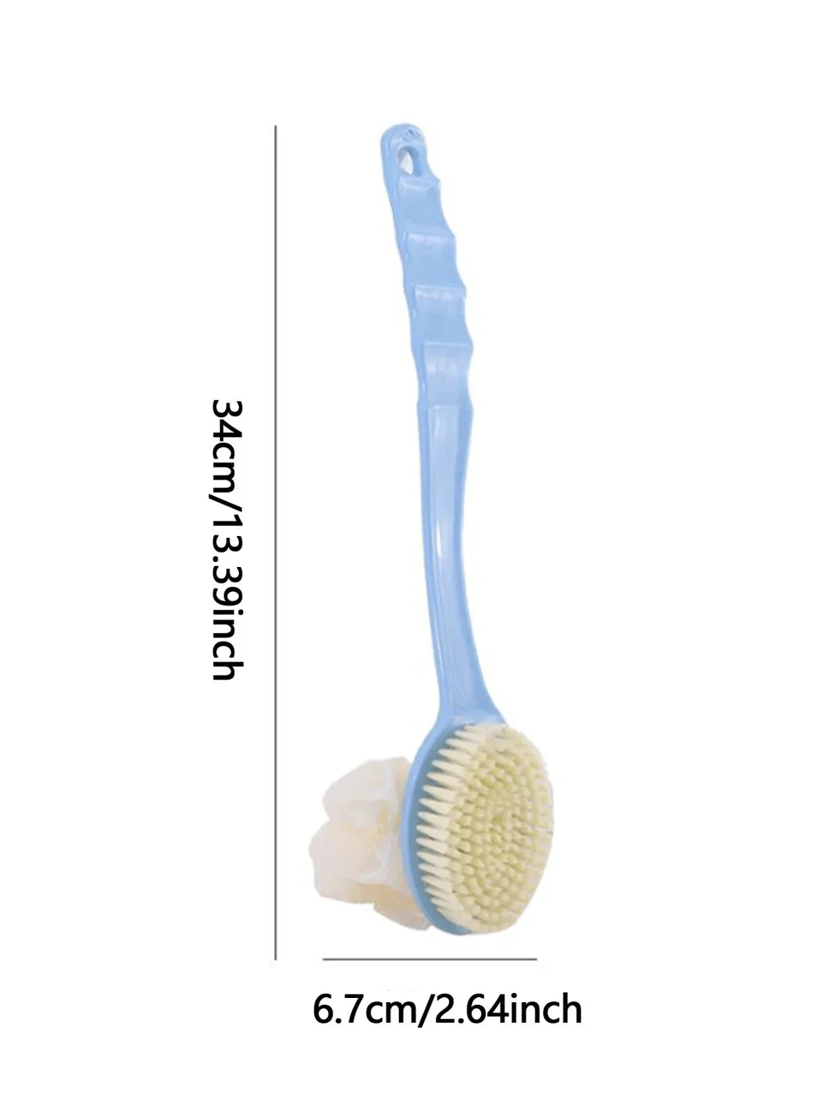 2 in 1 Handle Shower Bath Body Brush With Soft Bristles Back Massage Scrubber