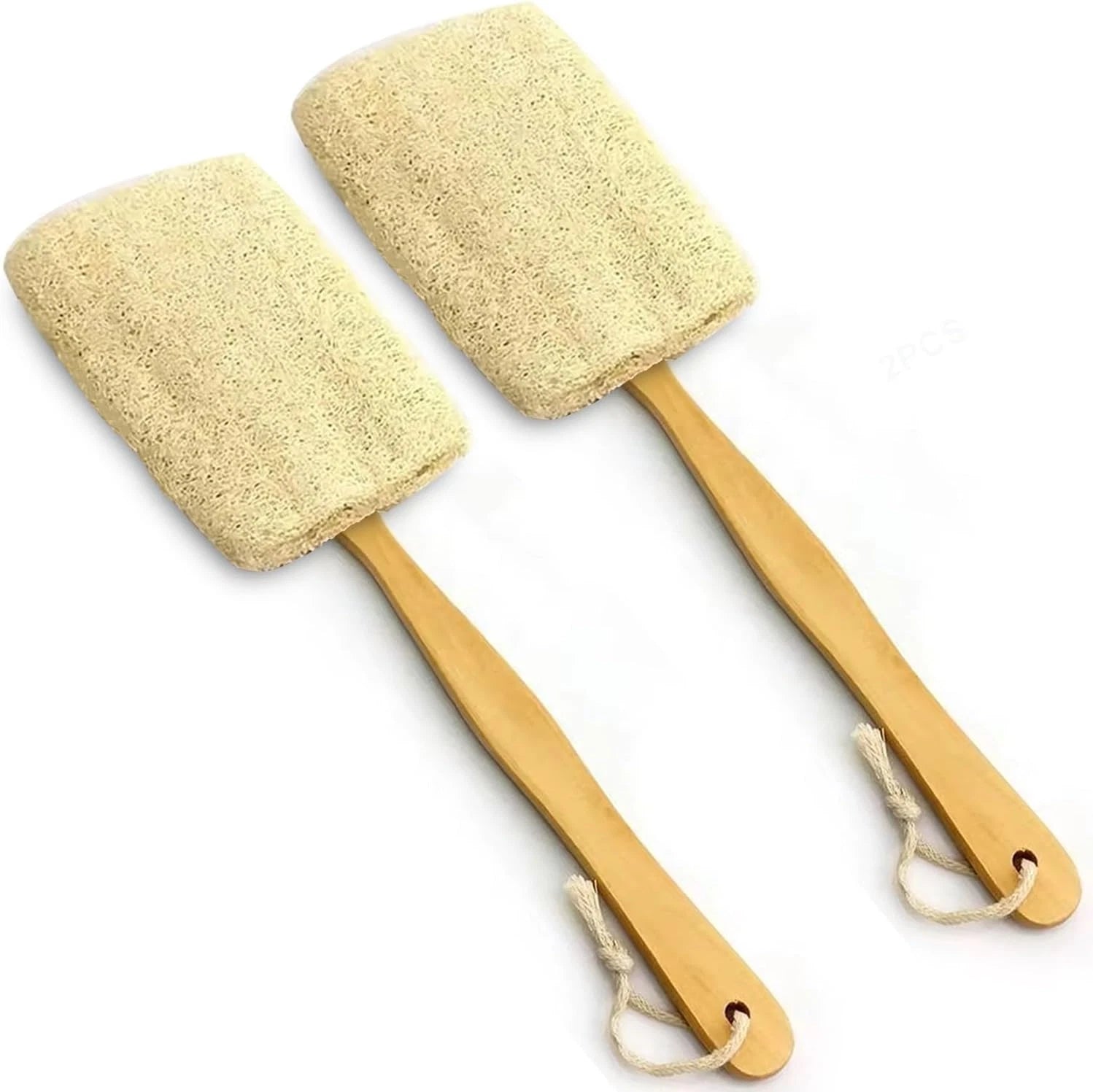 2 Pack Natural Exfoliating Loofah Luffa Loofa Bath Brush On A Stick Shower Spong