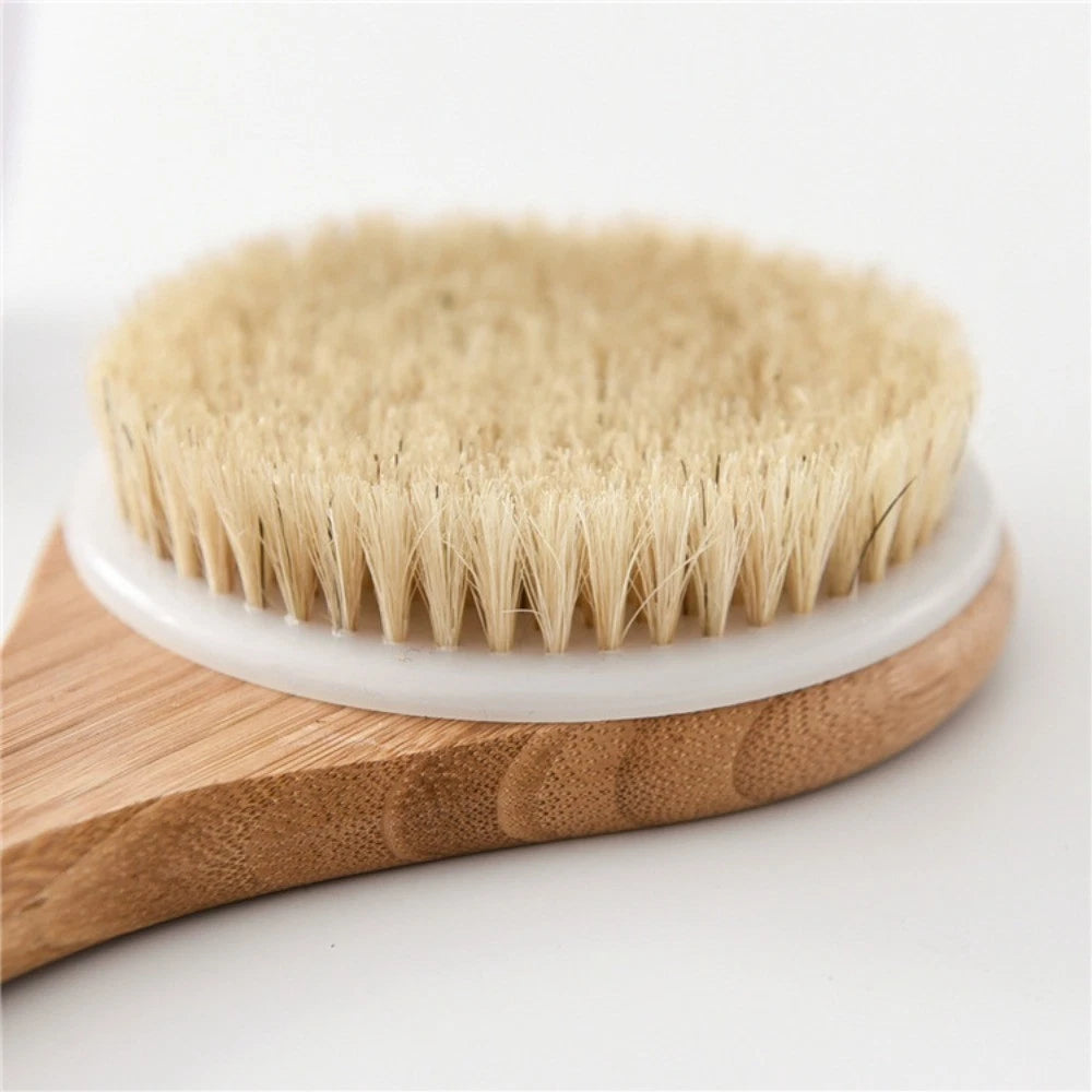 Anti-slip Bamboo Bath Brush Soft Hair Scrubbing Brush  Home