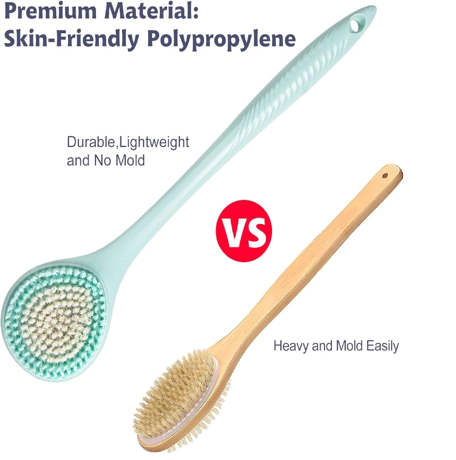 BEDELITE Back Scrubber for Shower - Long Handle Bath Brush (16.4 inches)