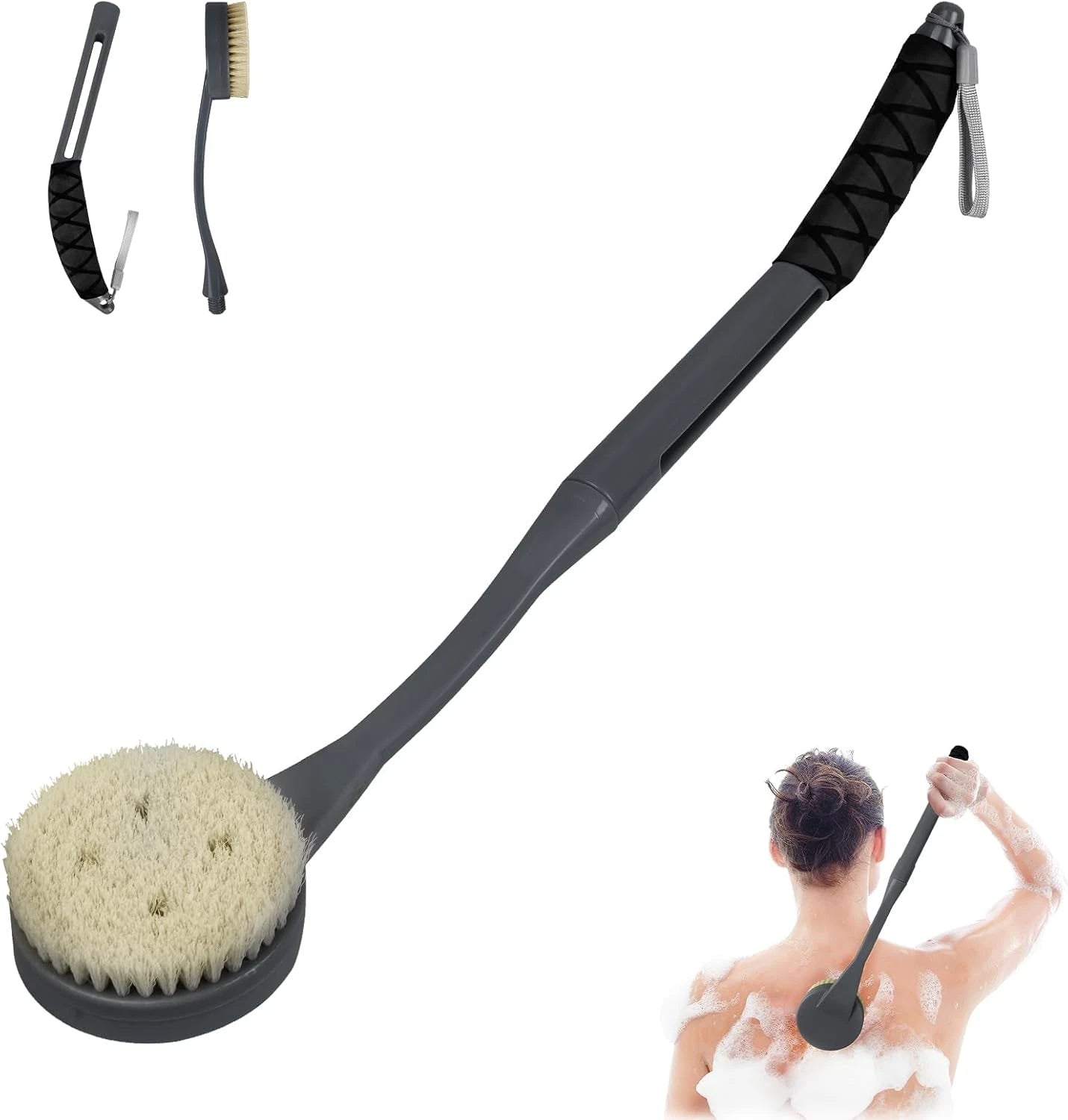 Back Brush Long Handle for Shower, 20.5” Bath Brush, Back Scrubber, Shower Body