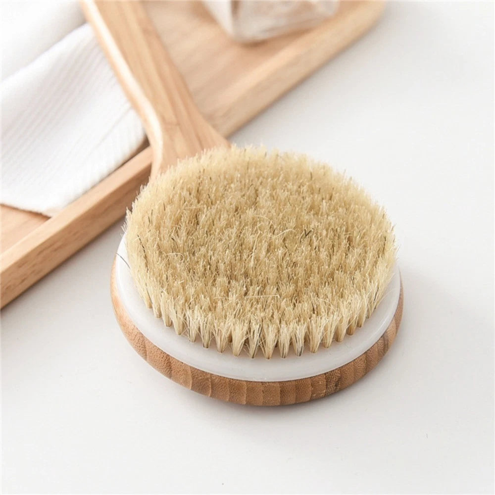 Anti-slip Bamboo Bath Brush Soft Hair Scrubbing Brush  Home