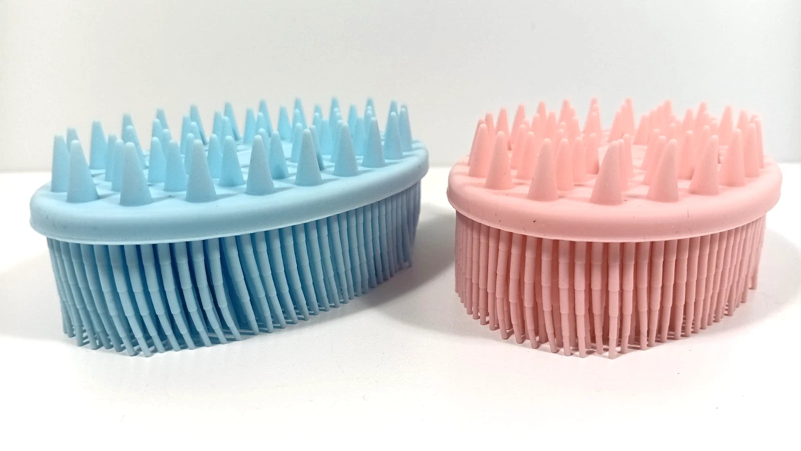 Bath Brush Scalp Massager Silicone Bristles Body Scrubber Set of 2 Pink Blue