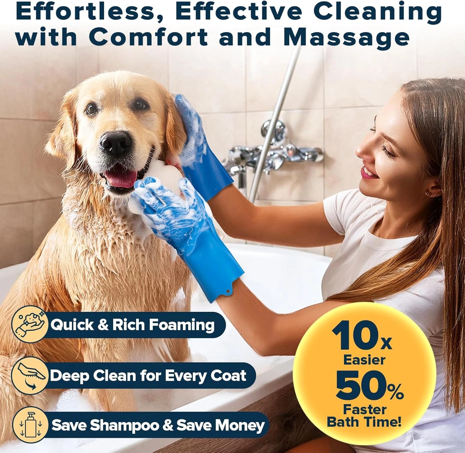 6PCS Pet Grooming Kit | Dog Washing Gloves | Dog Bath Brush | Dog Bath Gloves |