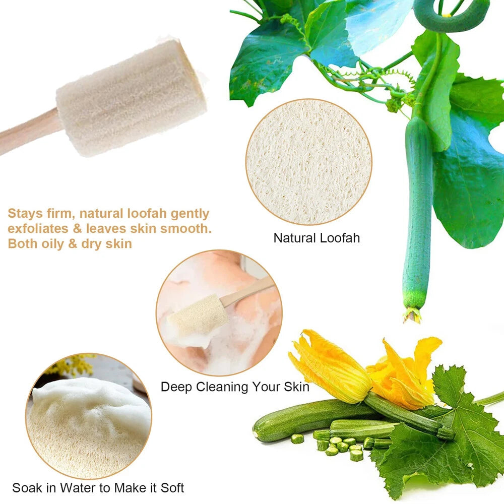 2PCS Scrubber Bath Natural Loofah Sponge Body Brush Shower Body Skin Exfoliating