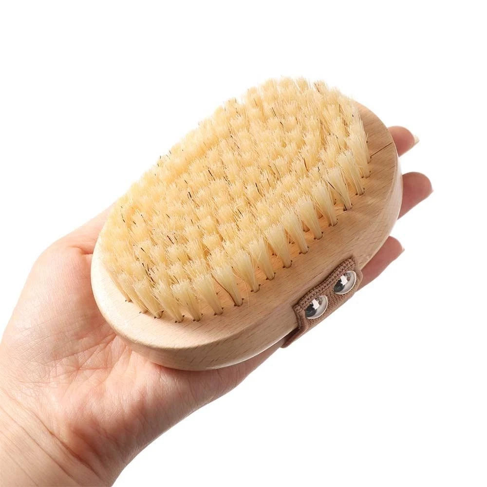 Anti-slip Bamboo Bath Brush Soft Hair Scrubbing Brush  Home