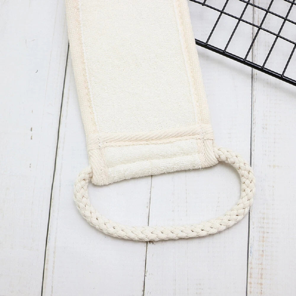 Back Scrubber Real Loofah Shower Exfoliating Belt Body Brush Bath Massage UK New