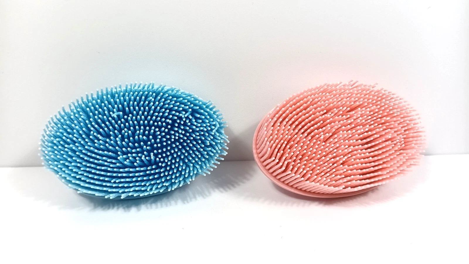 Bath Brush Scalp Massager Silicone Bristles Body Scrubber Set of 2 Pink Blue
