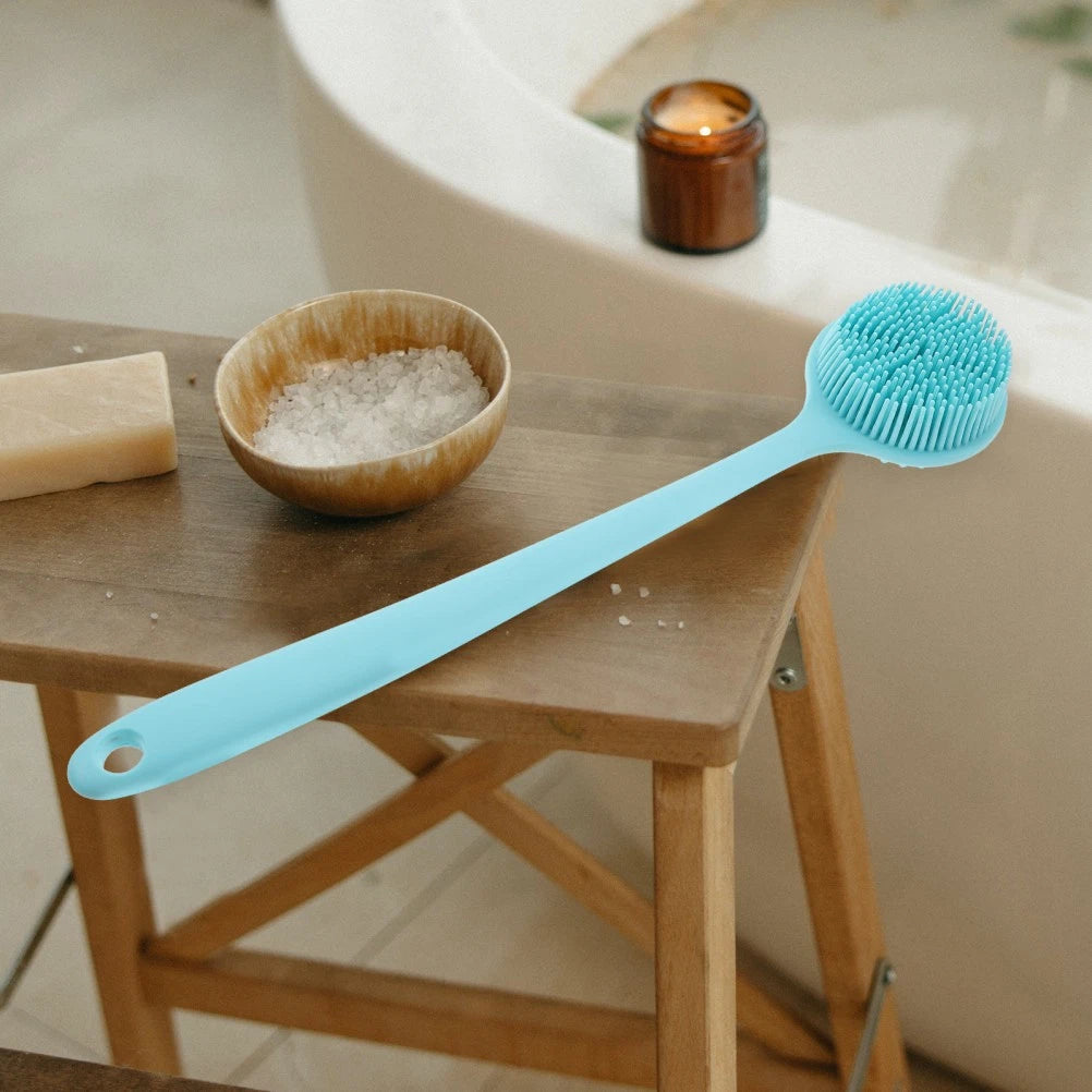 1PC Shower Brush Long Handle Silicone Body Brush Bath Brush Back Skin Scrubber