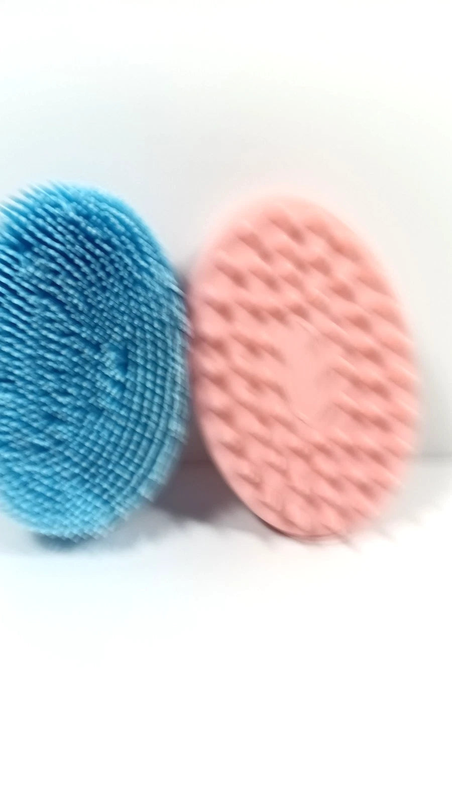 Bath Brush Scalp Massager Silicone Bristles Body Scrubber Set of 2 Pink Blue