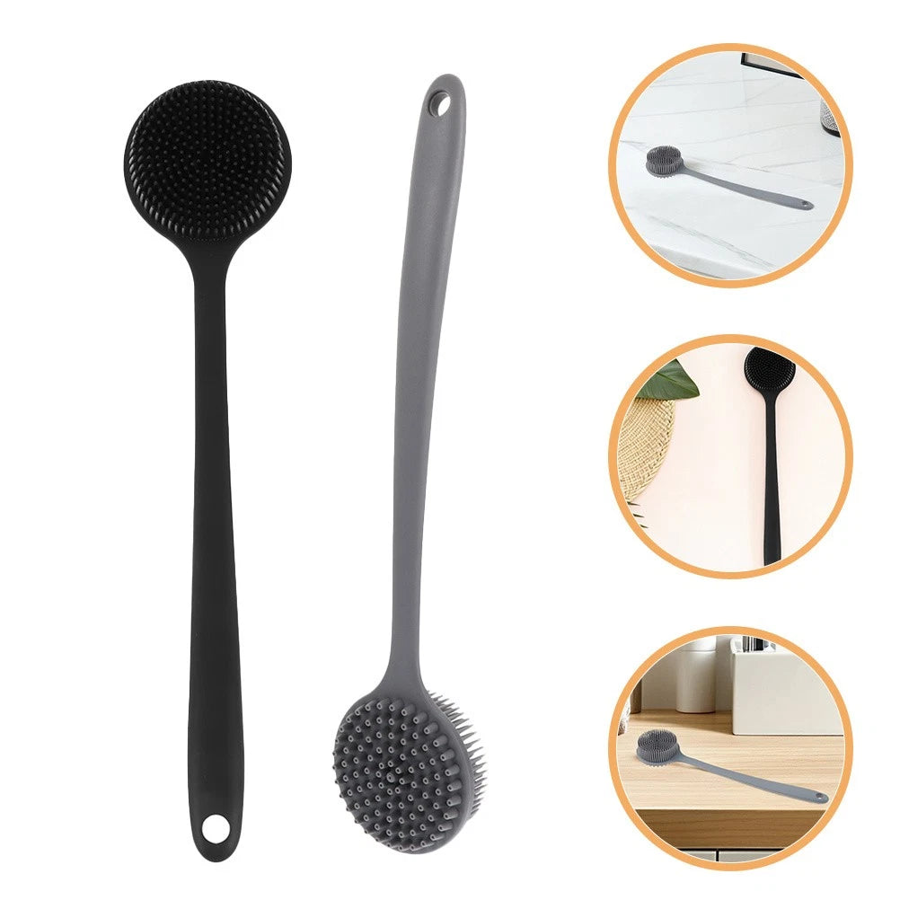 2 Pcs Bath Brush Man Silicone Body Scrubber Shower Exfoliating Back