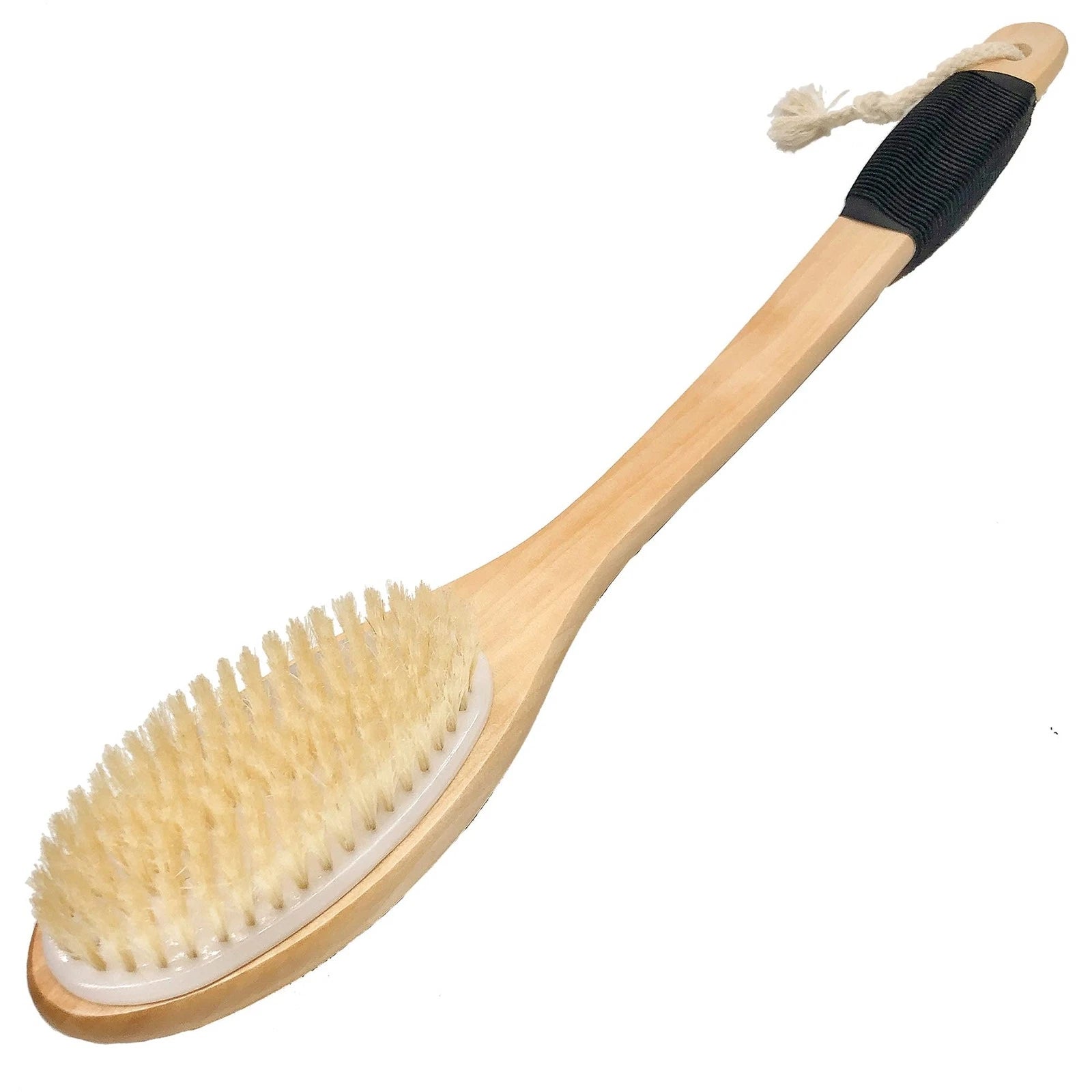 Bath Brush Wooden Curved Long Handle Antiskid Shower Brush for Exfoliating, N...