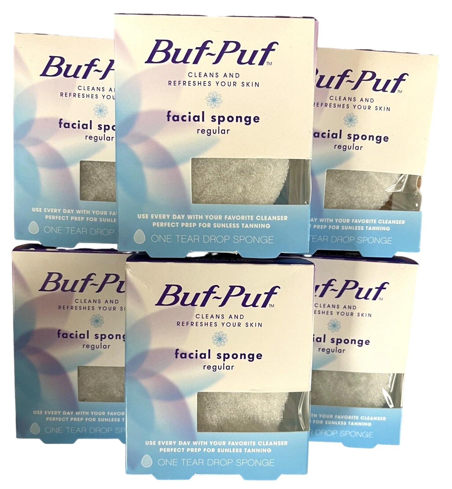 Buf-Puf Regular Facial Sponge ( 6 pack ) blue