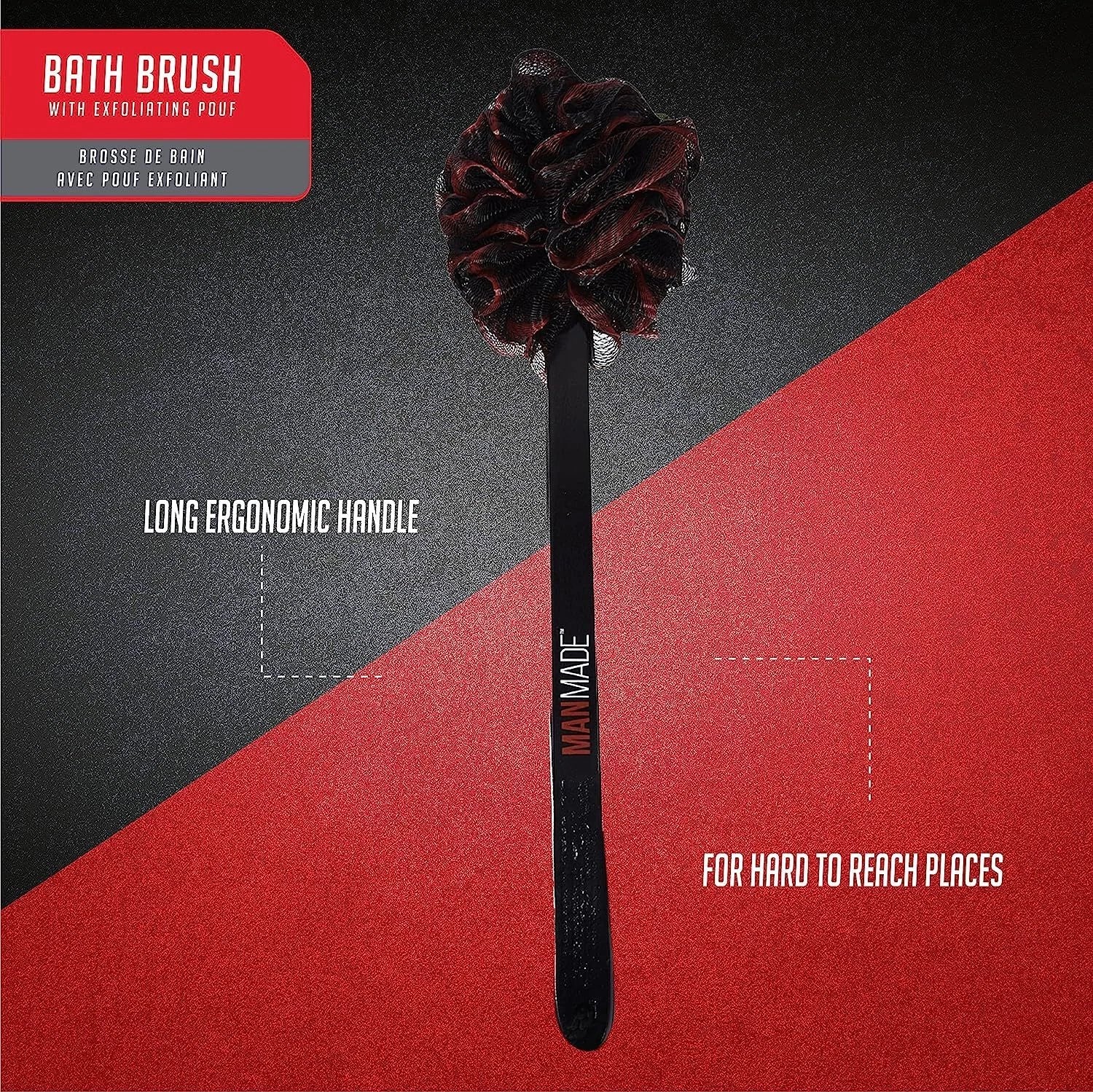 18'' Long Handle Bath Brush Loofah Shower Sponge Long Handle Back Scrubber