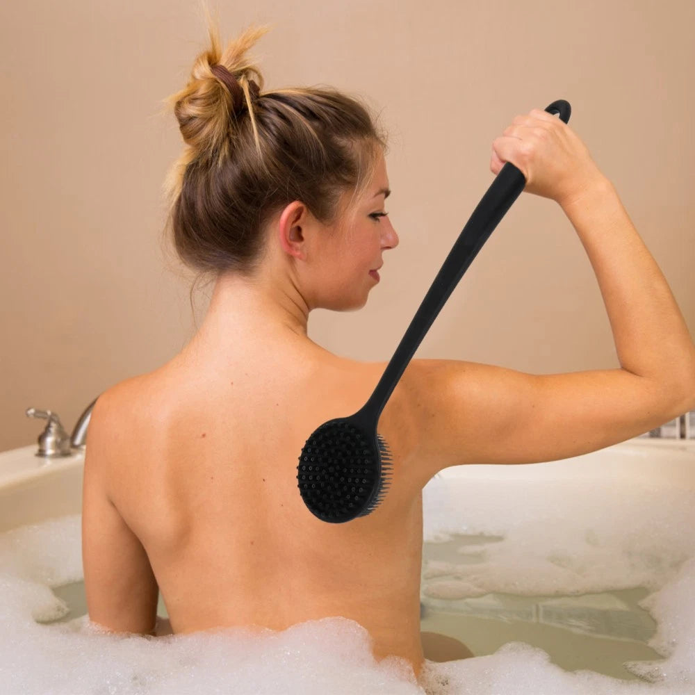 Bath Brush Silicone Body Scrubber, Elderly Back Scraper Exfoliating