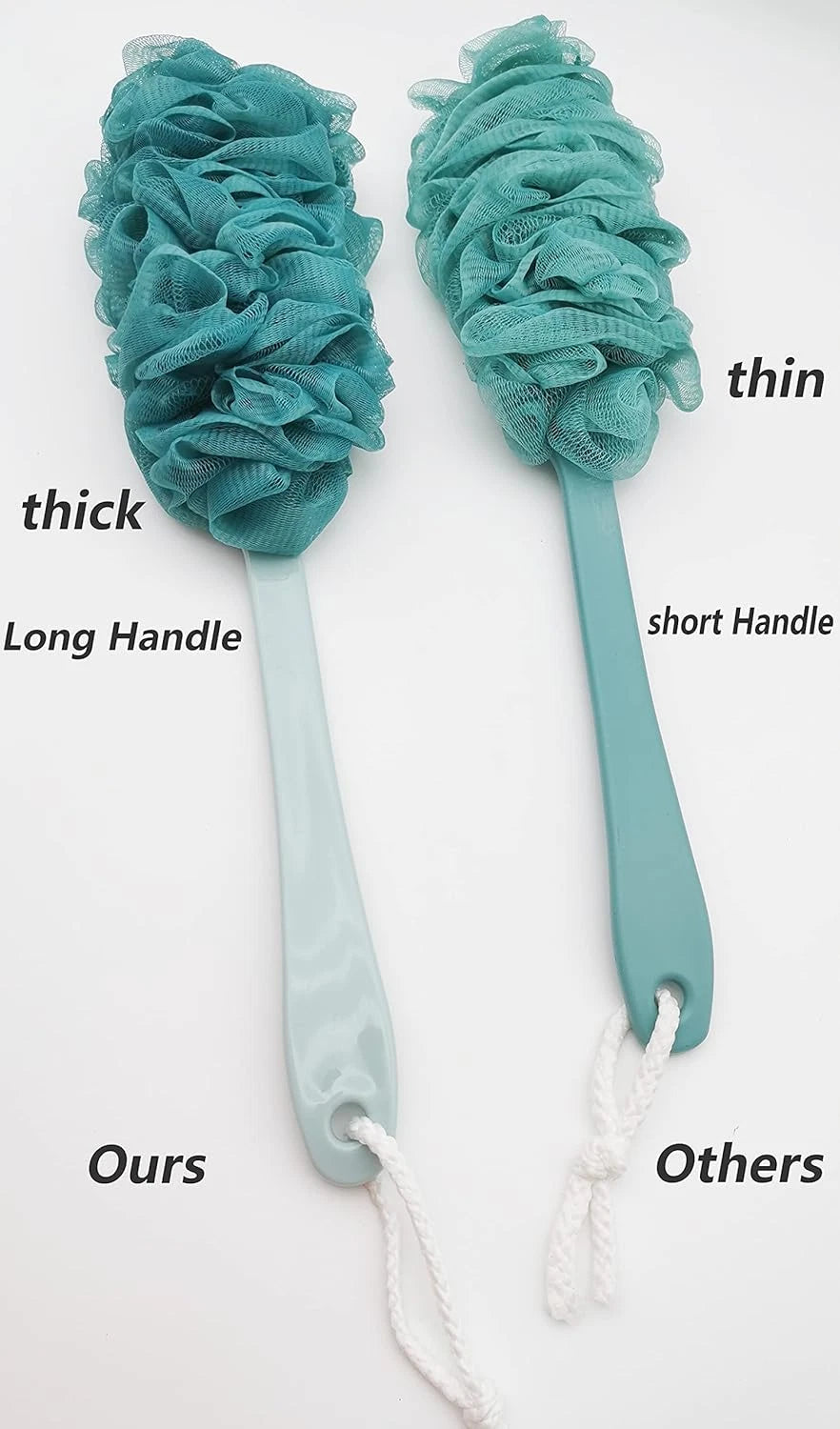 Back Scrubber for Shower, Loofah Long Handle Bath Body Brush, Soft Nylon Mesh Sp