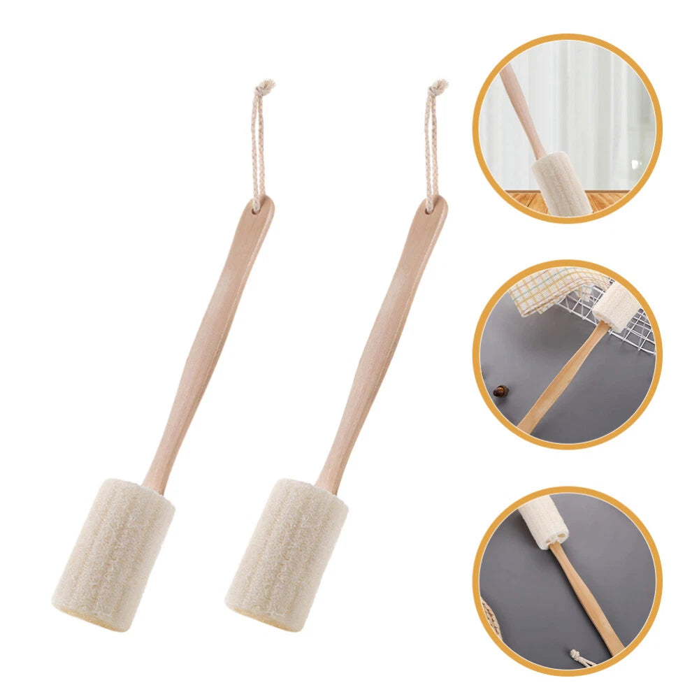 2x Long Handle Body Brush Scrub Scrunchie Back Scrubber for Spa Body Washing