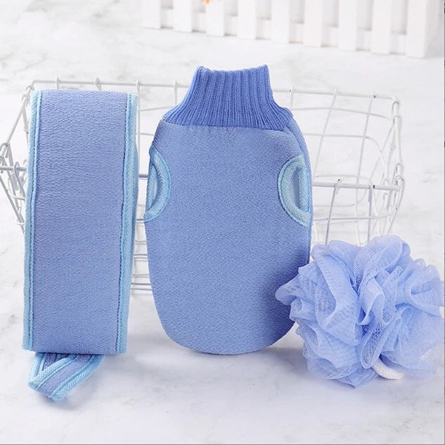 3pcs/set Back Scrubber Bath Shower Strap Spa Skin Brush Sponge Body Exfoliating