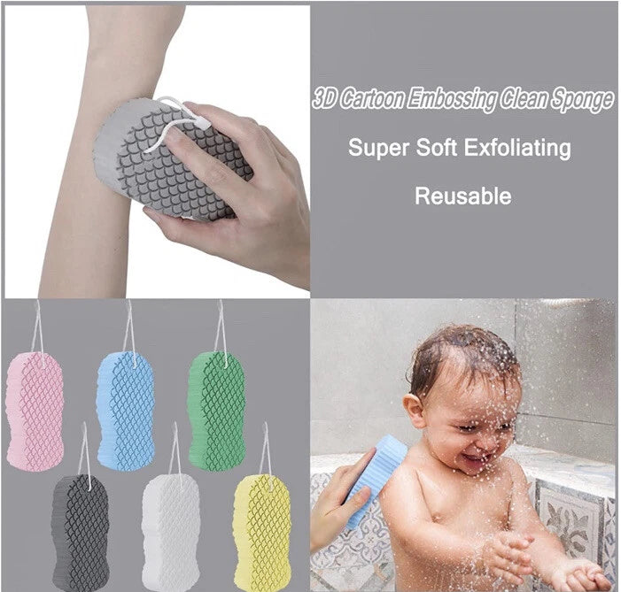 6Pcs Ultra Soft Bath Body Shower Sponge Resuable Exfoliator Dead Skin Remover