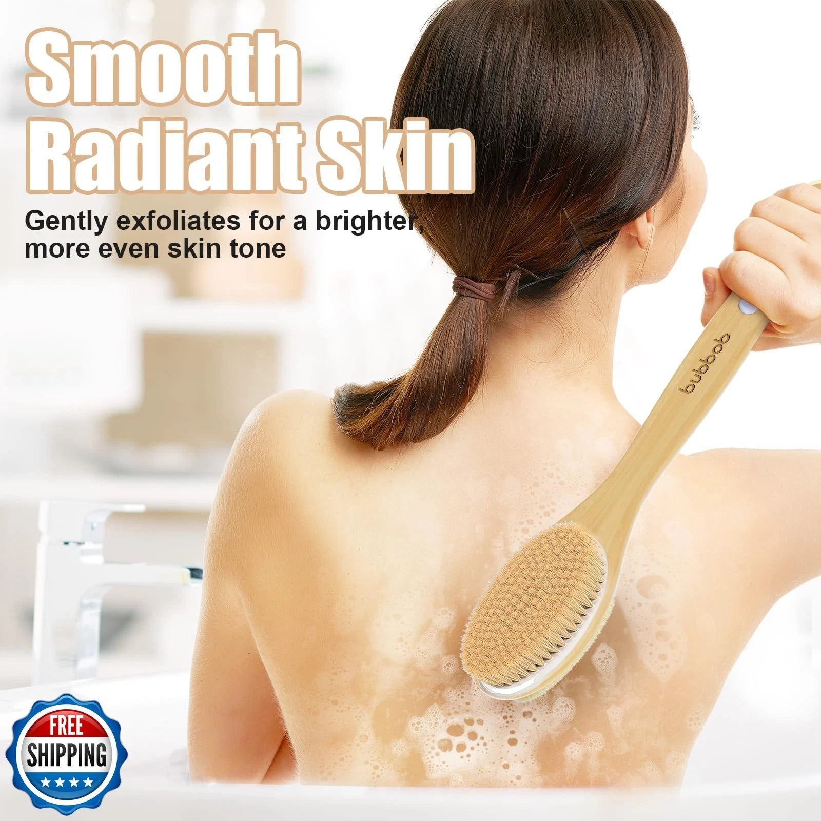 Back Scrubber for Shower,Bath Brush with Long Handle,Bath Brush Body Exfoliat