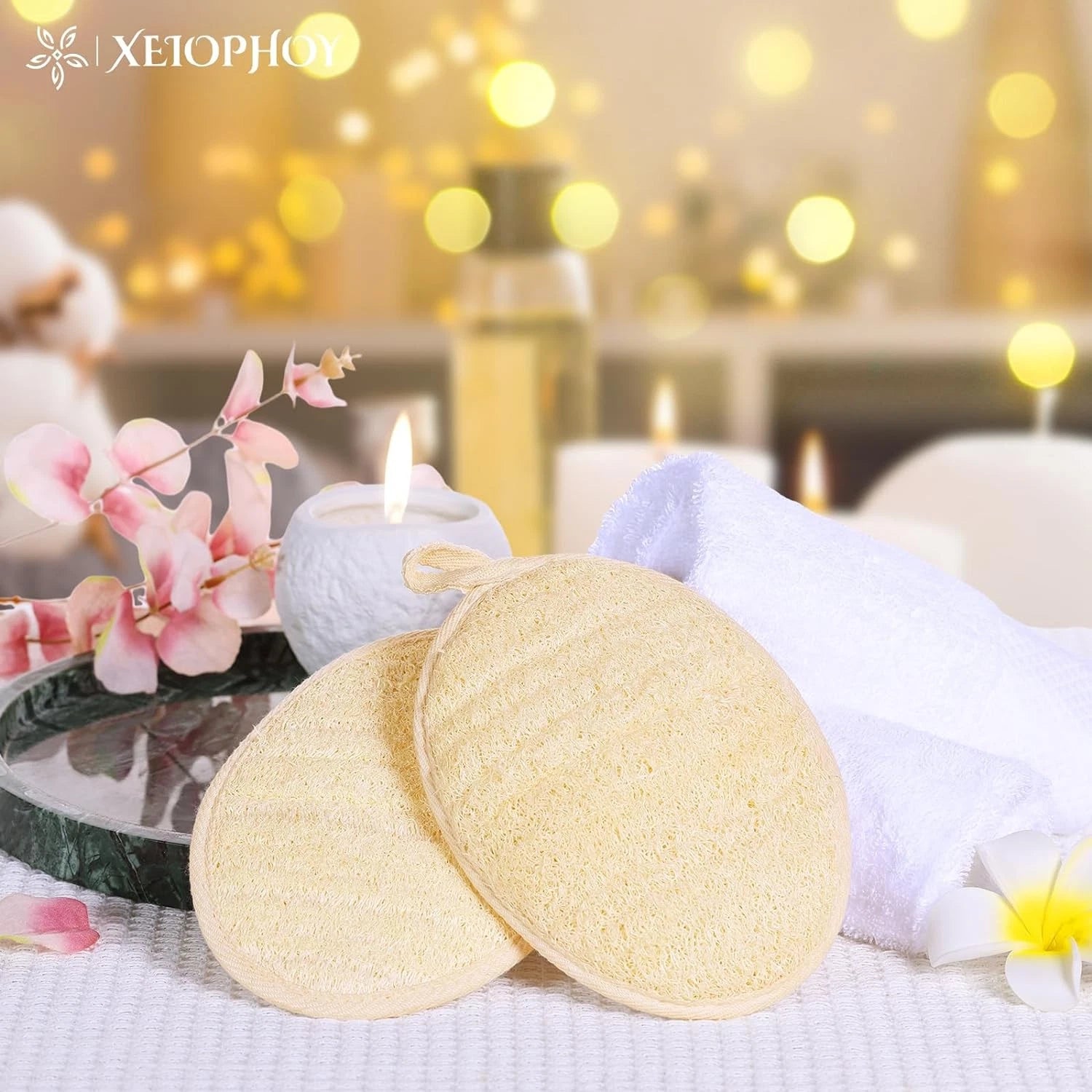 2PCS Premium Natural Loofah Sponge Exfoliating Body Scrubber, Shower Loofah