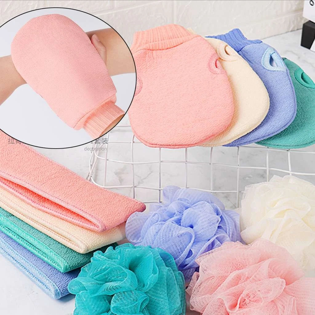 3pcs/set Back Scrubber Bath Shower Strap Spa Skin Brush Sponge Body Exfoliating