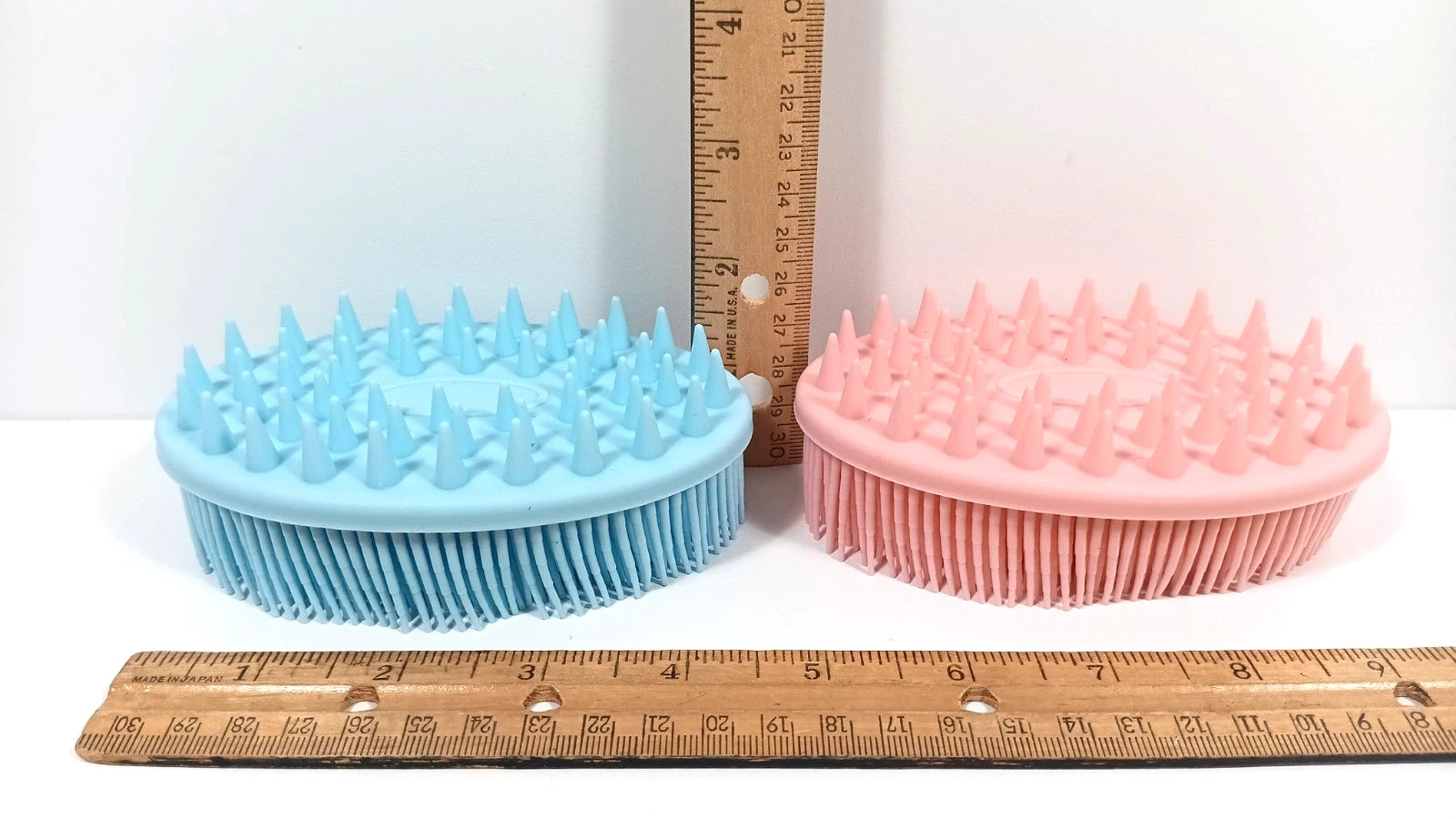 Bath Brush Scalp Massager Silicone Bristles Body Scrubber Set of 2 Pink Blue