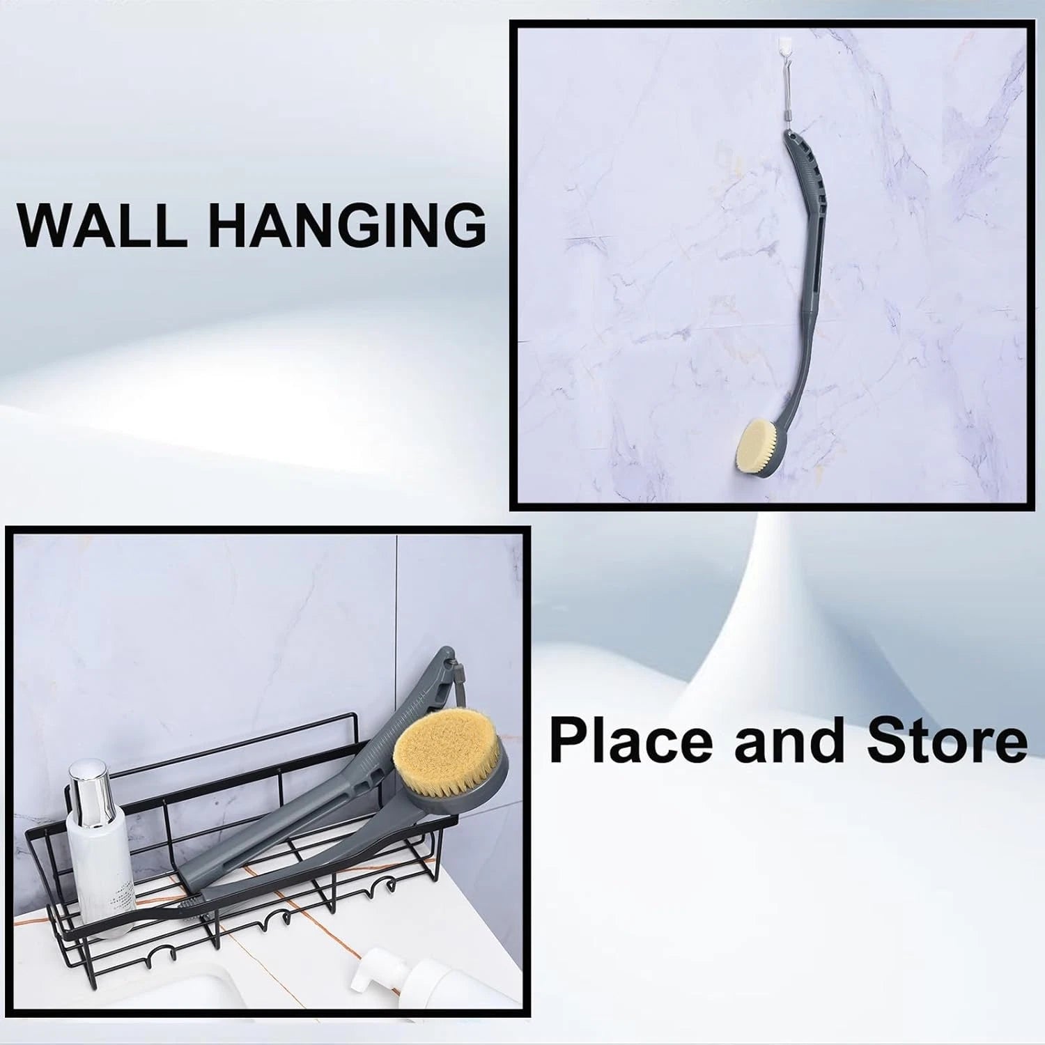 20.5" Long Handle Back Scrubber Bath Brush for Shower Deep Cleaning