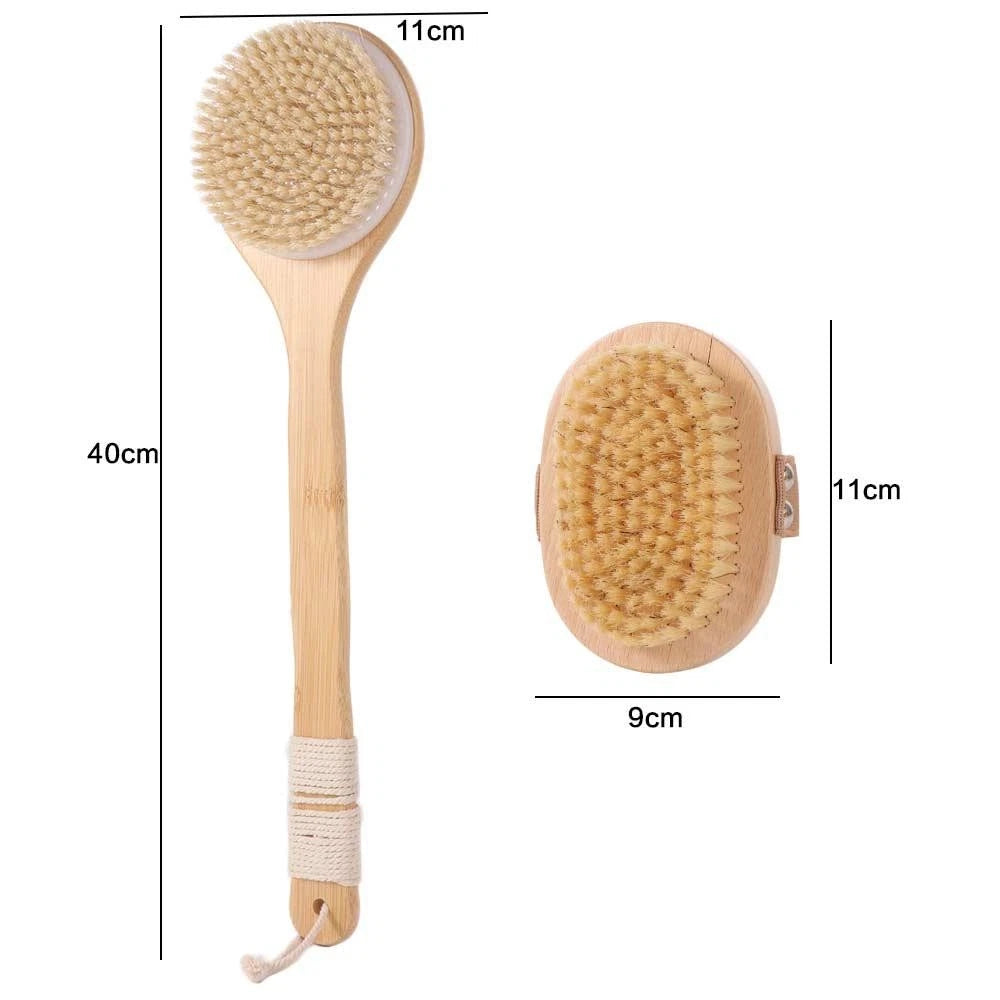 Anti-slip Bamboo Bath Brush Soft Hair Scrubbing Brush  Home