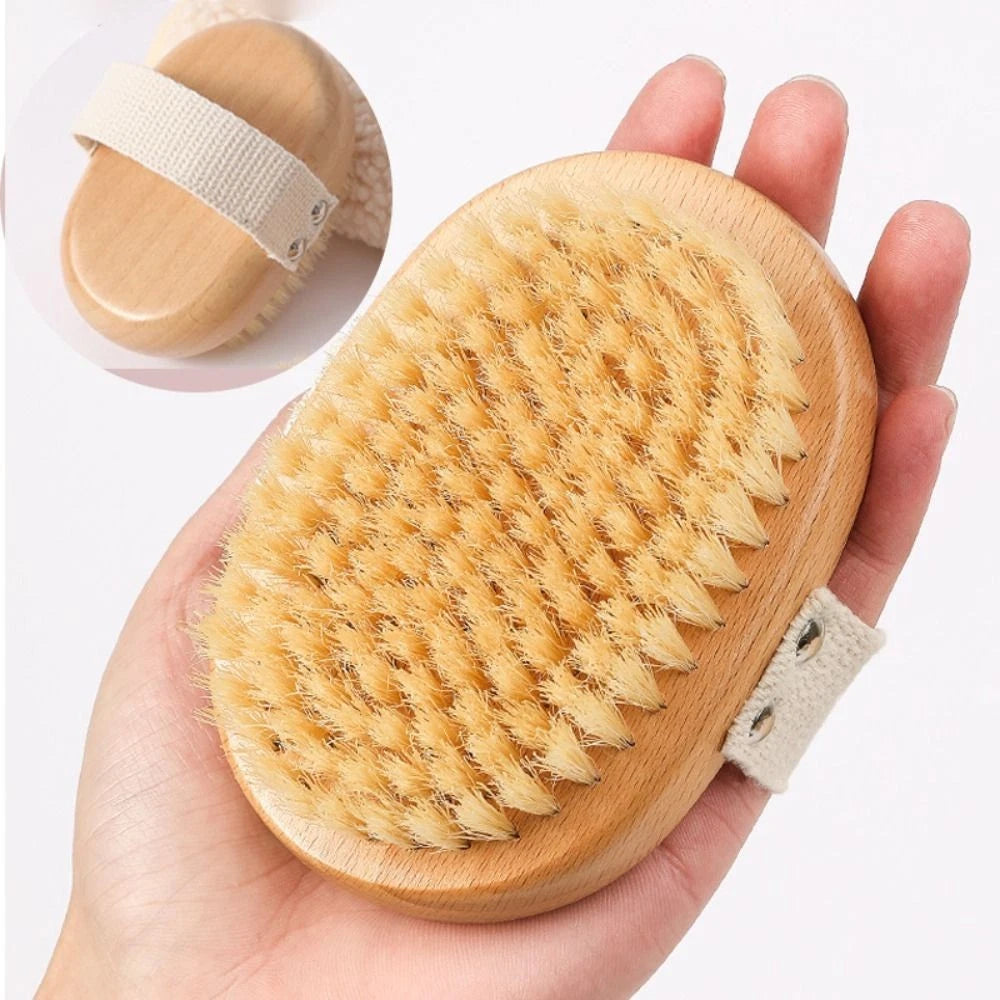 Anti-slip Bamboo Bath Brush Soft Hair Scrubbing Brush  Home