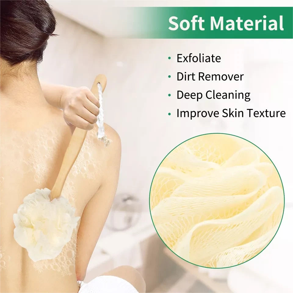 3 PCS 14" Long Handle Bath Sponge Brush Back Body Skin Shower Washing Scrubber