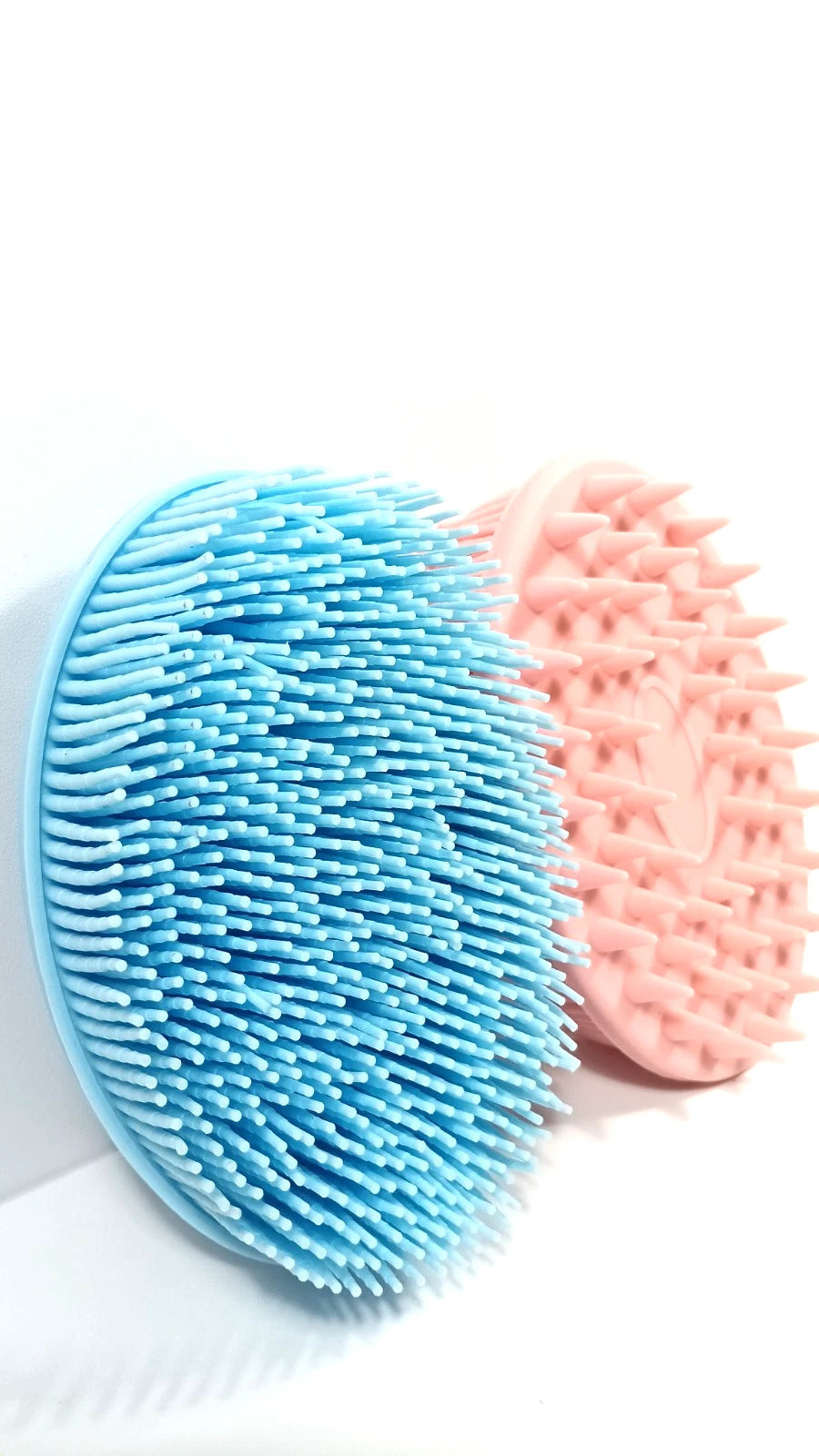 Bath Brush Scalp Massager Silicone Bristles Body Scrubber Set of 2 Pink Blue