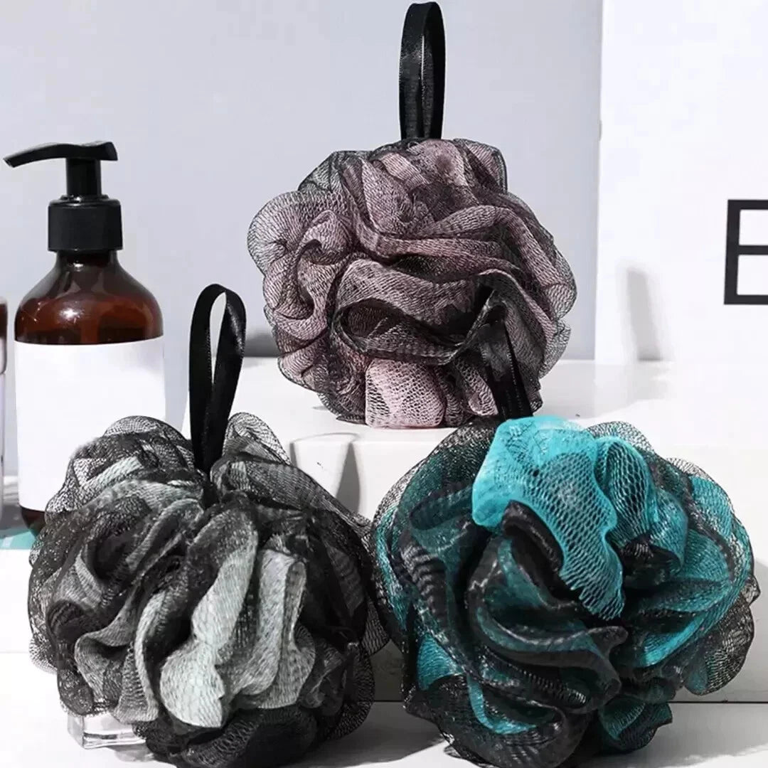 3PCS Exfoliating Flower Scrubber Body Brush Mesh Ball Puff Sponge Bath Shower UK