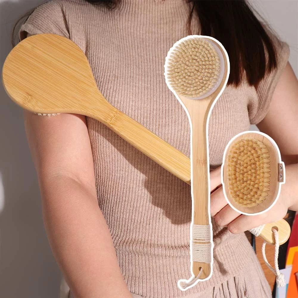 Anti-slip Bamboo Bath Brush Soft Hair Scrubbing Brush  Home
