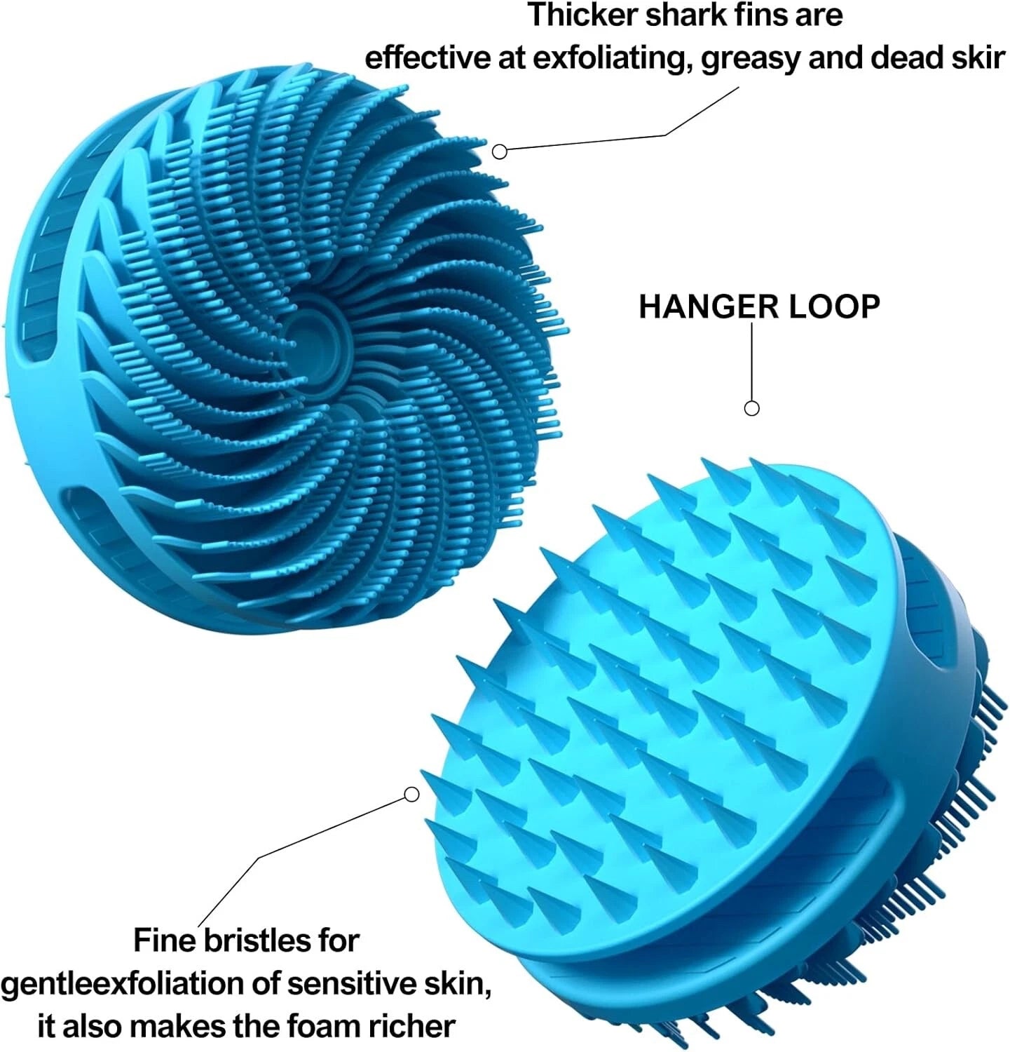 2 in 1 Silicone Body Shower Scrubber  Wash  Exfoliator Brush Scalp Massager USA