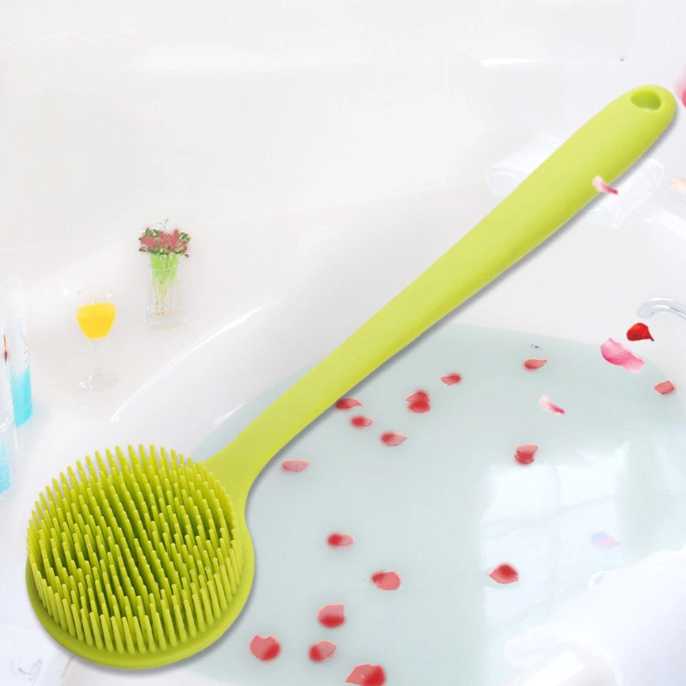 Bath Brush Body Scrubber Exfoliator Silicone Shower Man Back for Long Handle