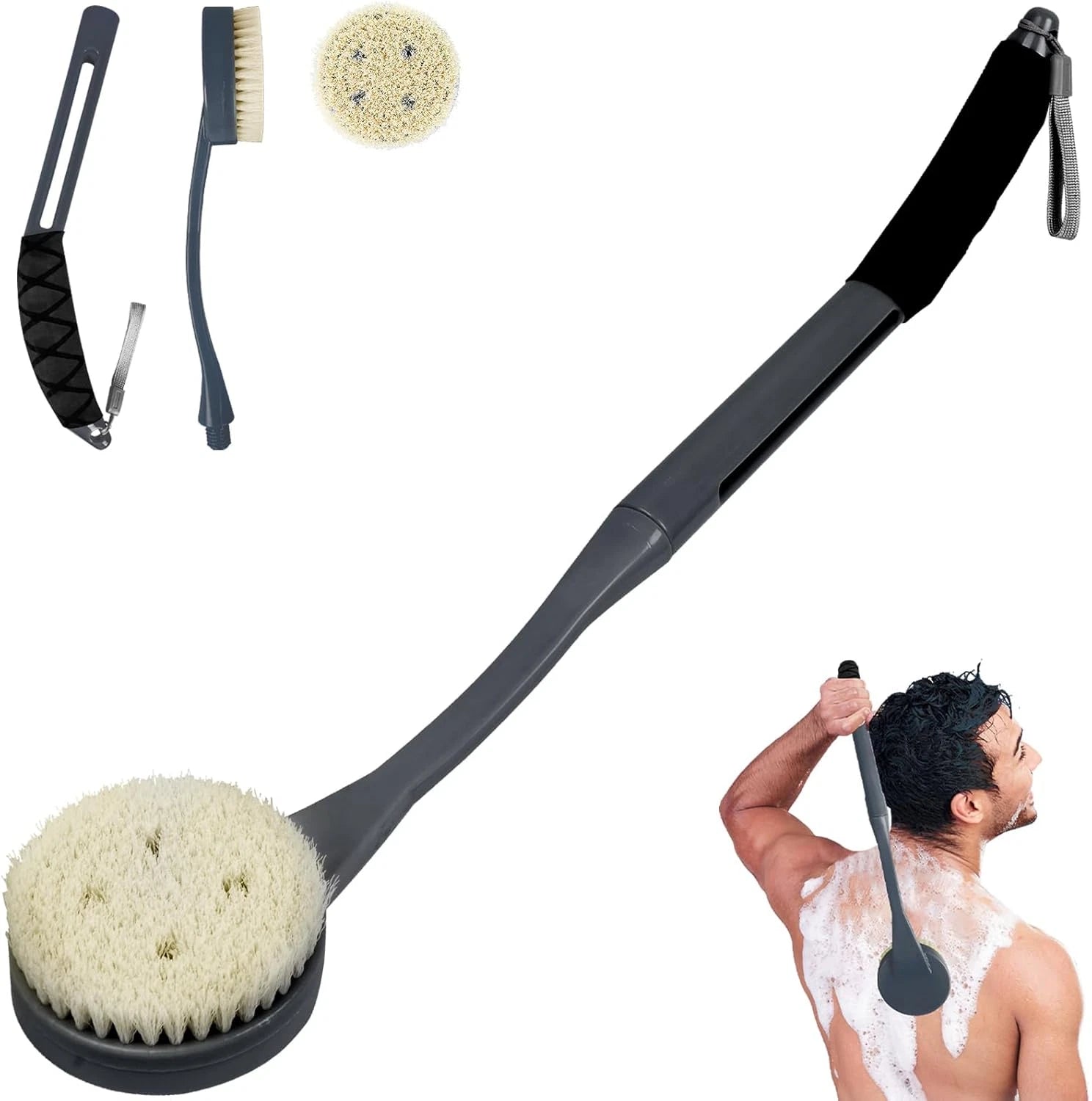 Back Brush Long Handle for Shower,Back Bath Brush for Shower Back Scrubber 20.5”