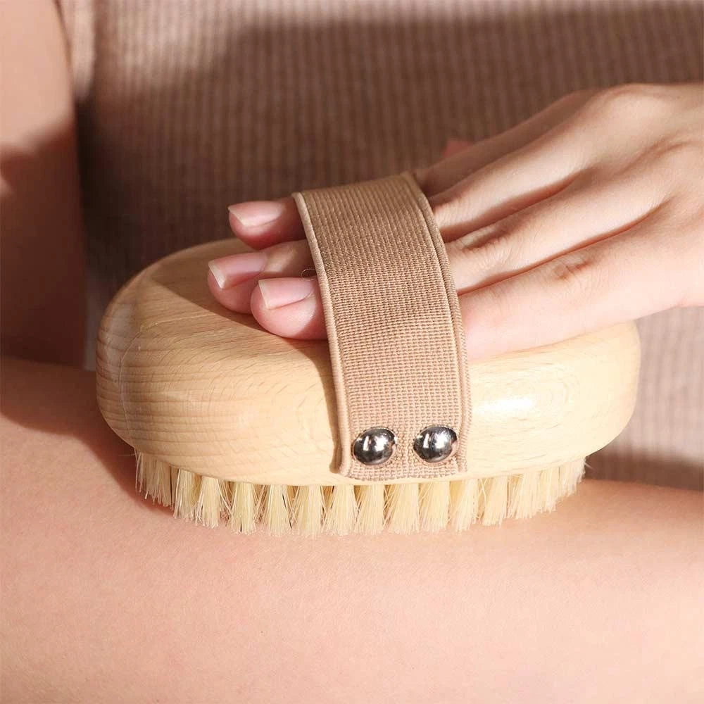 Anti-slip Bamboo Bath Brush Soft Hair Scrubbing Brush  Home