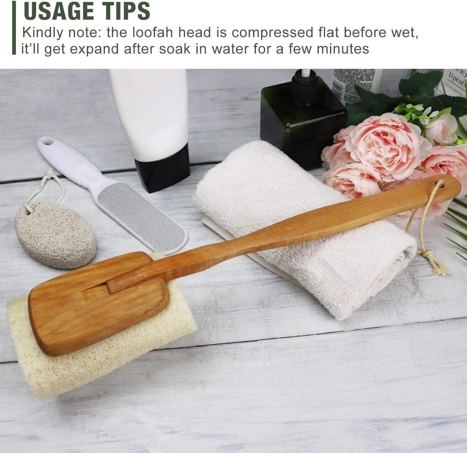 2 Pack Natural Exfoliating Loofah Luffa Loofa Bath Brush On A Stick Shower Spong