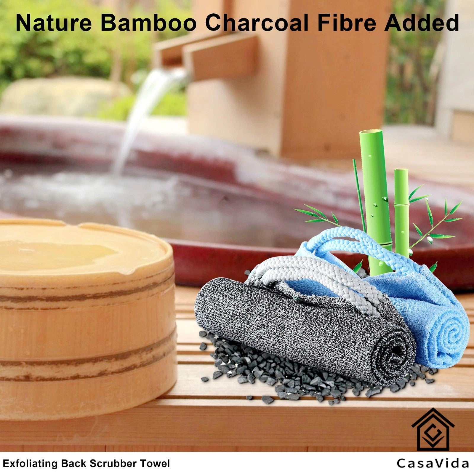 Back Scrubber for Shower Nylon Bath Towel Washer Exfoliating Washcloth Rear J...