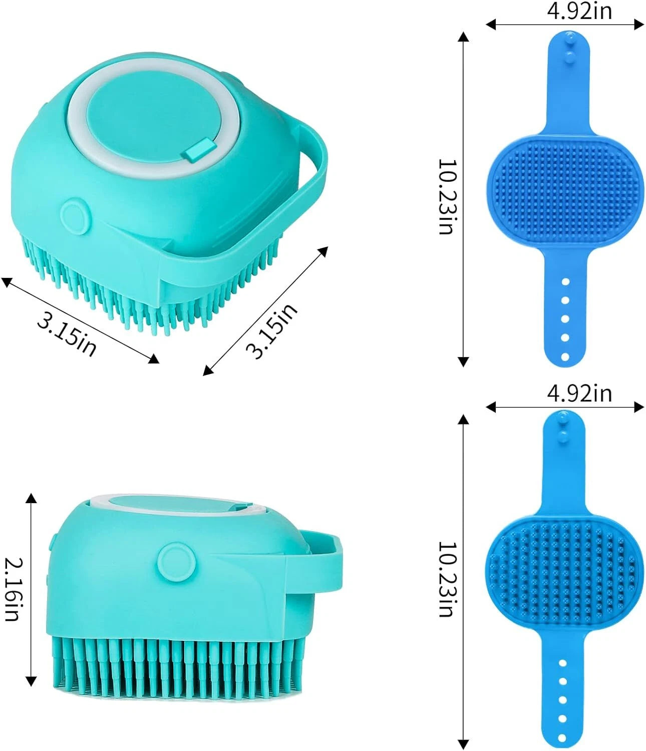 3PCS Dog Bath Brush Set - Shampoo Scrubber, Adjustable Handle for Pet Washing
