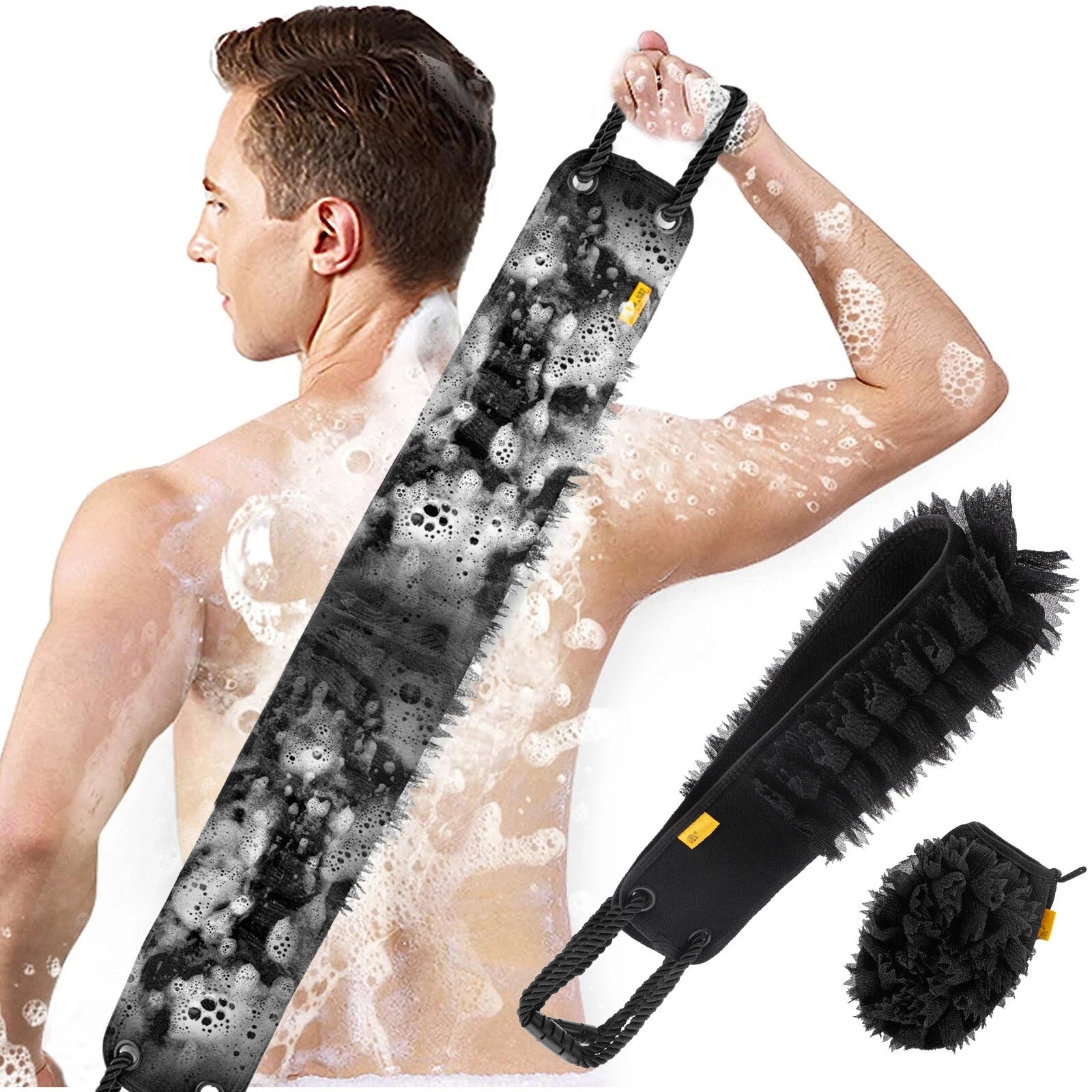 2pcs Exfoliating Back Scrubber 36" Double-Sided Body Scrub Towel Bath Exfoliator