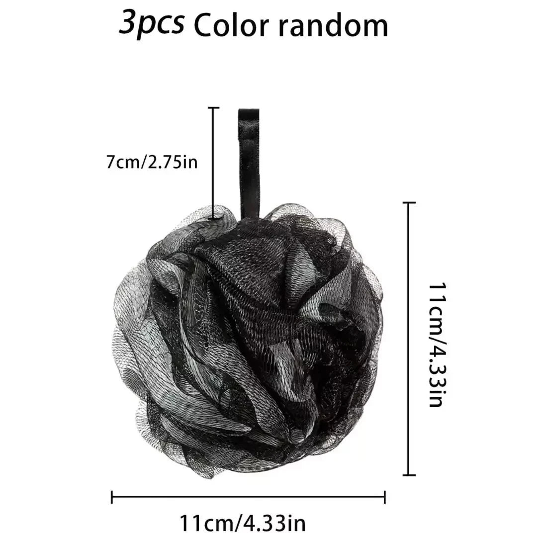 3PCS Exfoliating Flower Scrubber Body Brush Mesh Ball Puff Sponge Bath Shower UK