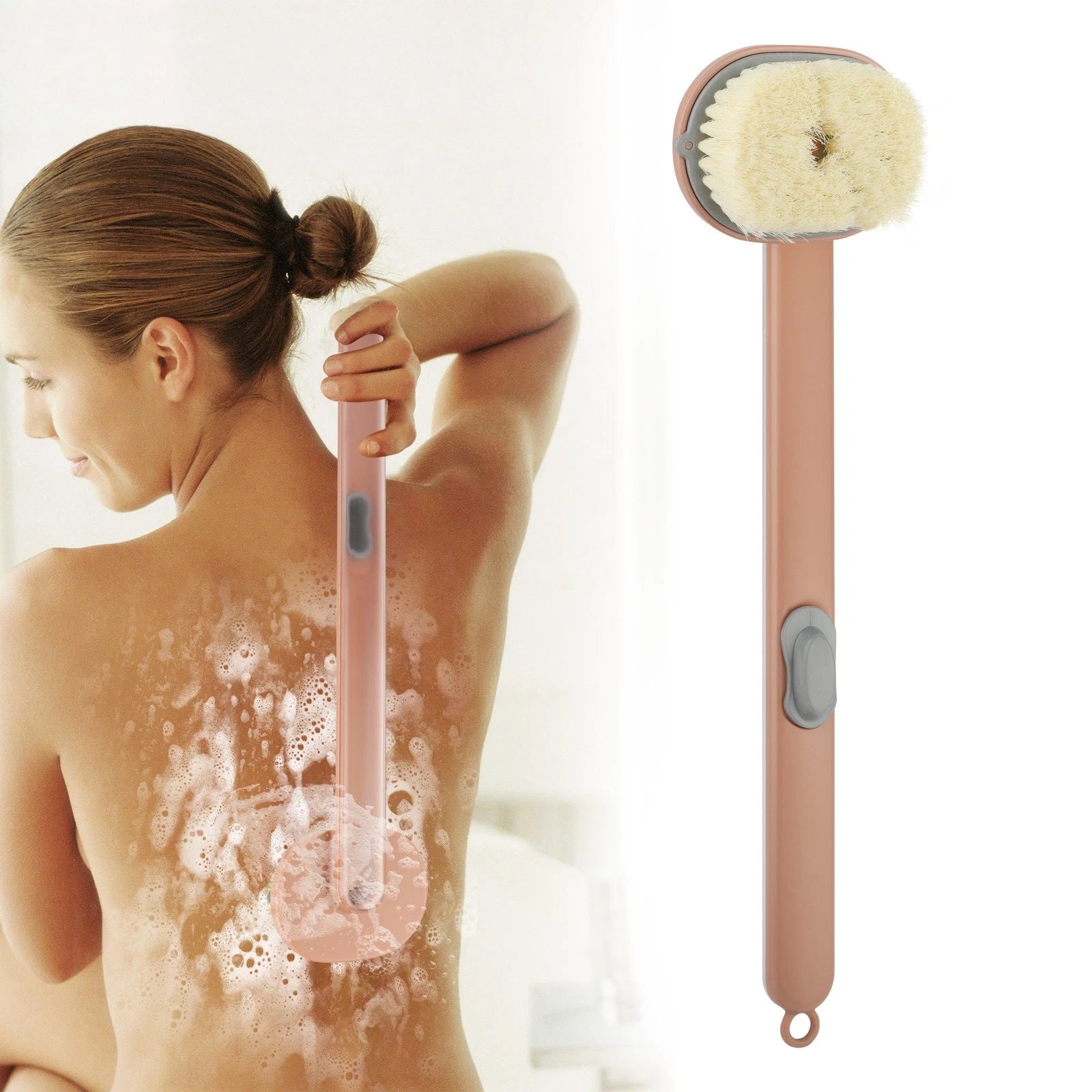 Bath Shower Brush, Long Handle with Soft Bristles, Back Scrubber Body Exfoliator