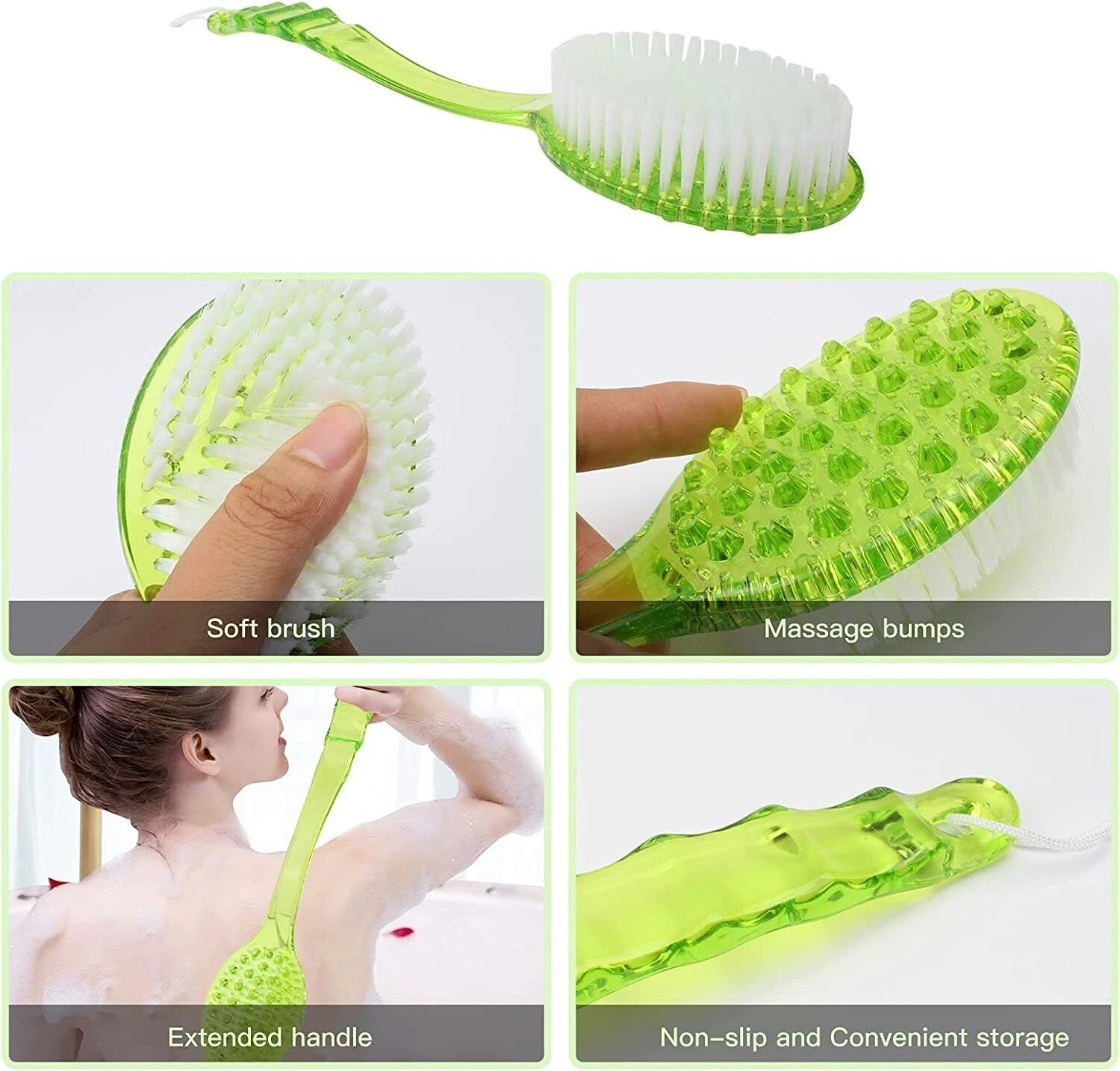 Back Scrubber for Shower Long Handle Back Brush Full Body Shower Cleaning Brush
