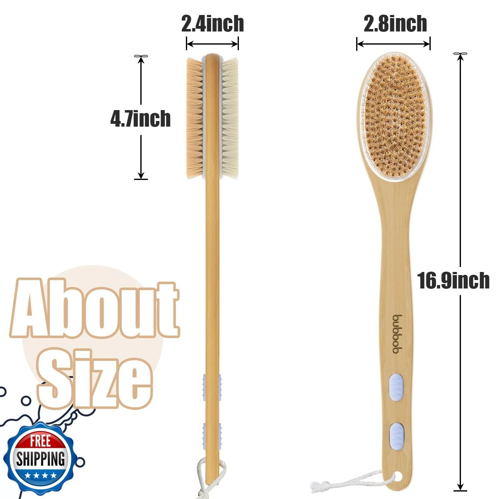 Back Scrubber for Shower,Bath Brush with Long Handle,Bath Brush Body Exfoliat