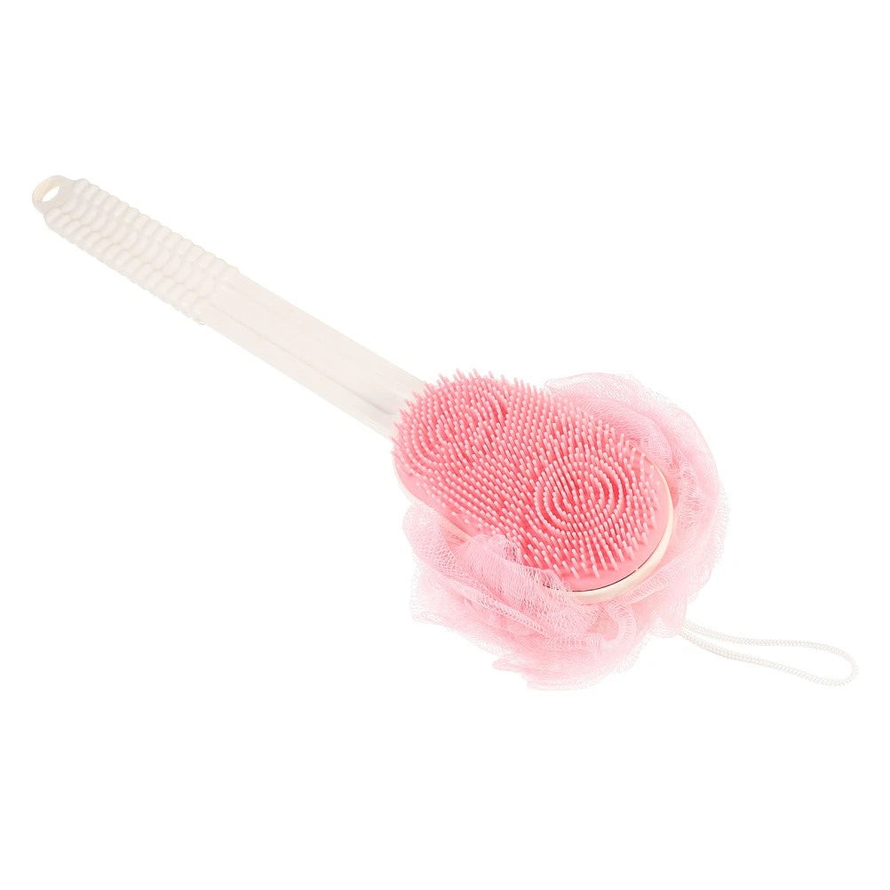 Back Rub Bath Brush Silicone Scrubber for Shower Man Flower with Handle