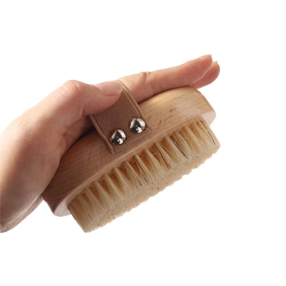 Anti-slip Bamboo Bath Brush Soft Hair Scrubbing Brush  Home